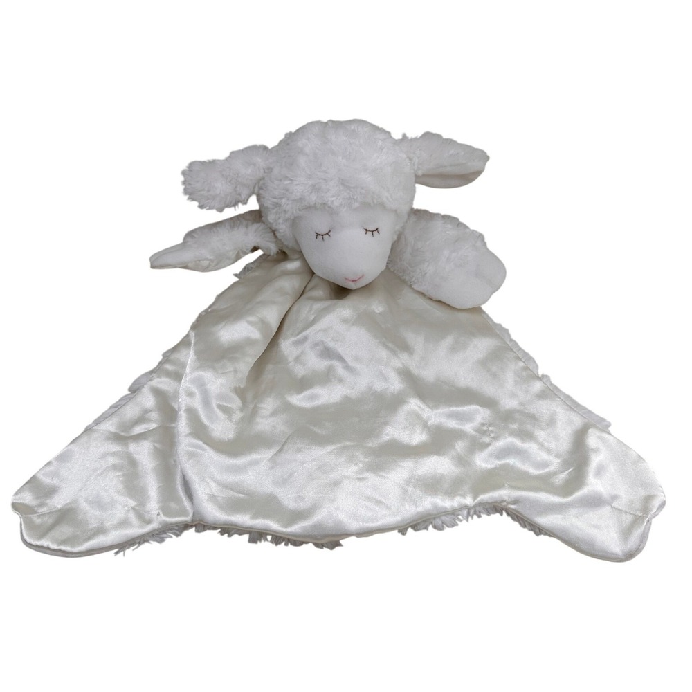 Baby GUND Winky‎ HuggyBuddy Lamb Lovey White Sheep Animal Security Blanket Satin